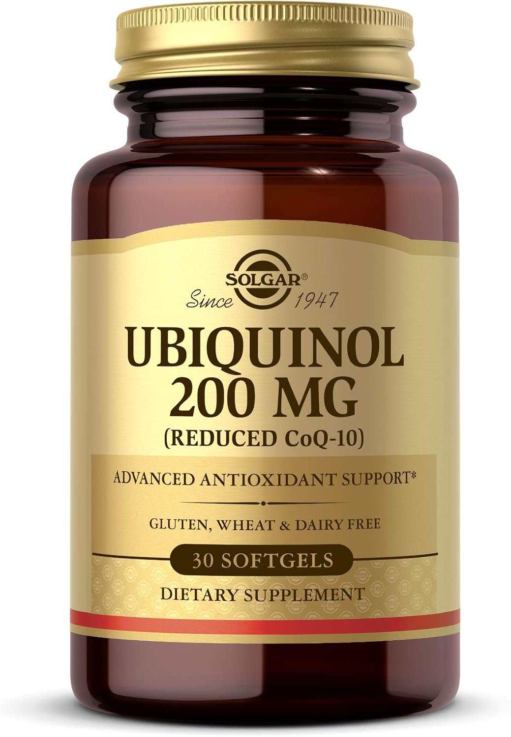 Solgar Ubiquinol 200 mg (Reduced CoQ-10), 30 Softgels – Promotes Heart & Brain Function – Supports Healthy Aging – Coenzyme Q10 – Ubiquinone Supplement – Gluten Free, Dairy Free – 30 Servings