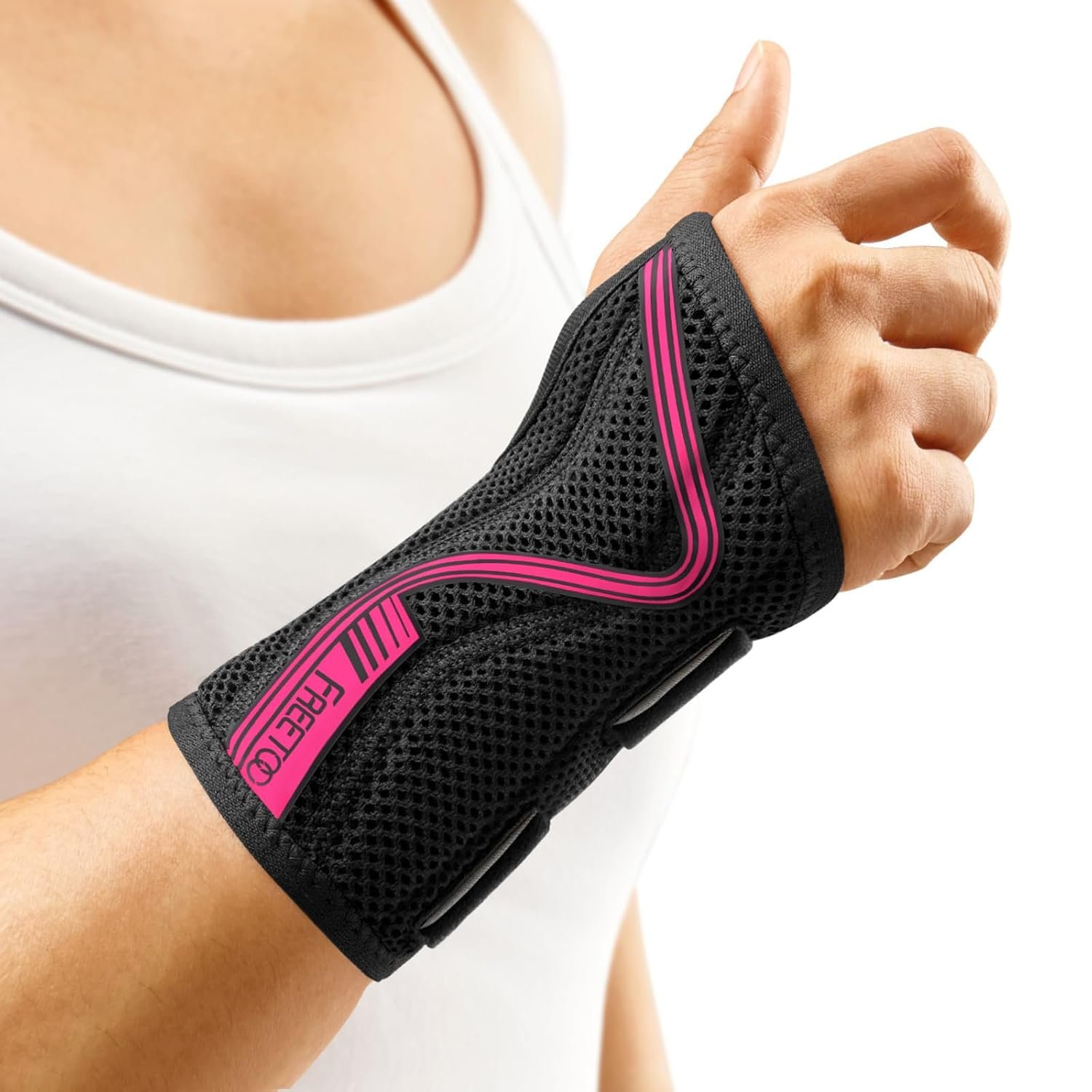 FREETOO Carpal Tunnel Wrist Brace Night Support, Right Hand, Medium