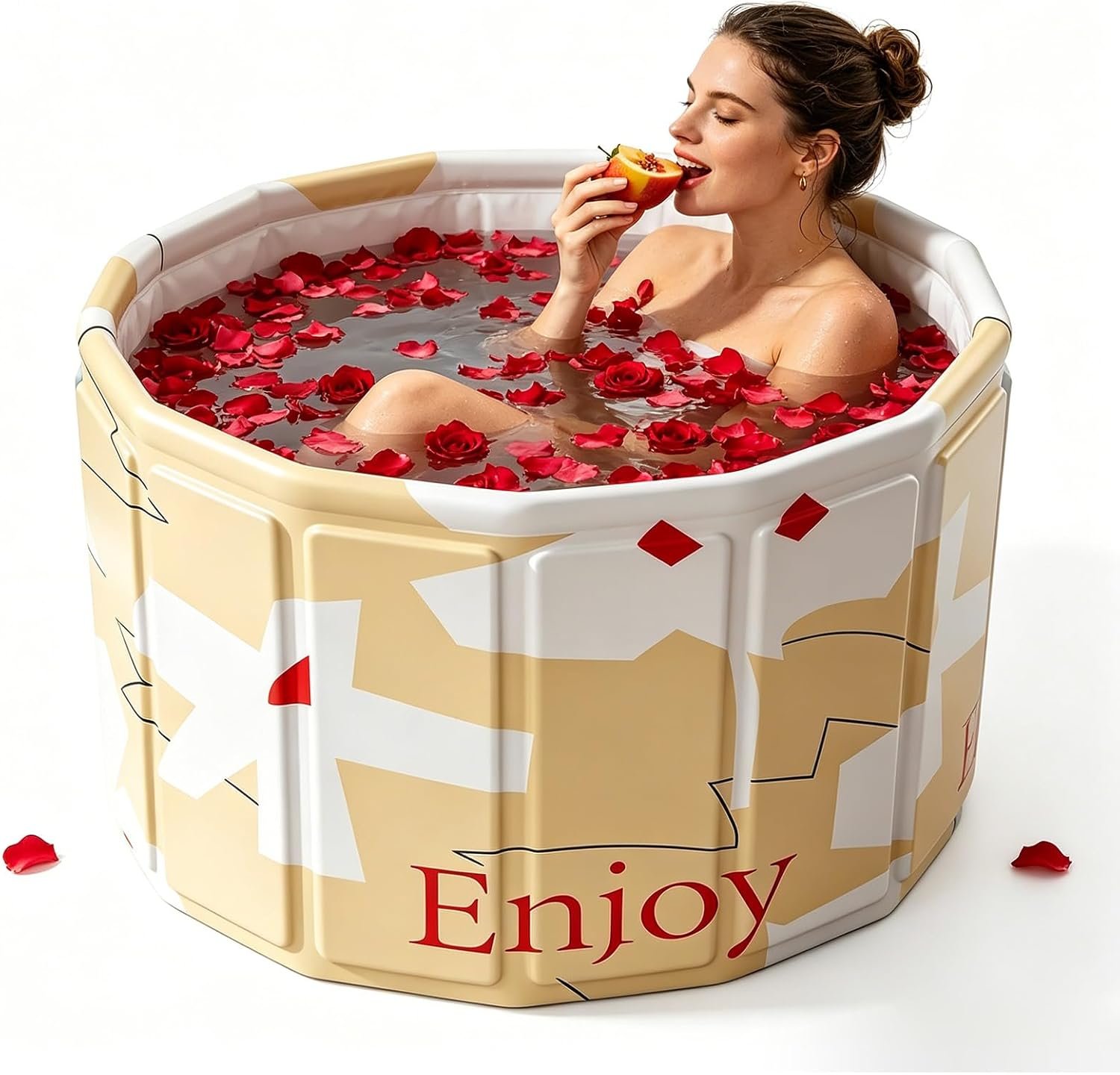 HAIKE Foldable Bathtub for Adults 153 Gal, Collapsible Non-Inflatable 6-Layer Portable Bathtub Adult, Cold Plunge Tub with Dual Drainage, Portable Tub for Home Outdoor Gyms (Yellow 41.3×26.4 Inch)