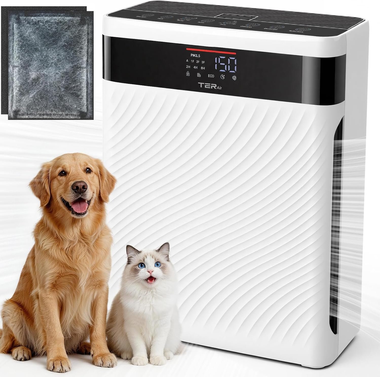 Purifier for Home Pets, HEPA Washable Pre-Filter for Pet Hair Odor