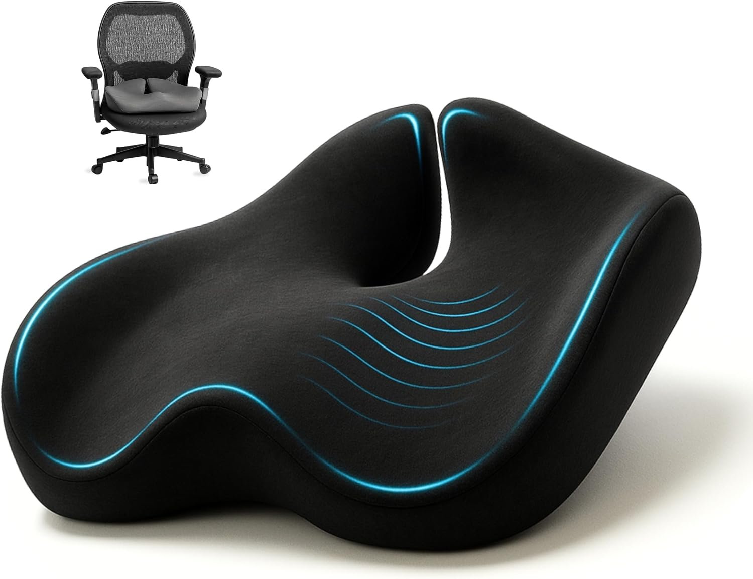 Office Chair Cushion for Back & Tailbone, Sciatica Pain Relief Pillow