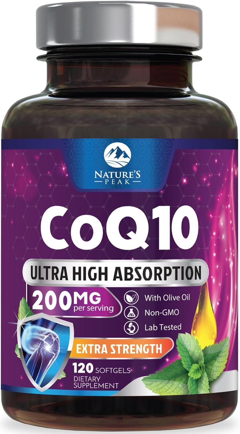 CoQ10 200mg Softgels – 3x Better Absorption Coenzyme Q10 Heart Health Support – Co Q 10 Softgel Supplement With Black Pepper – Energy & Antioxidant Support for Women & Men, Bottled USA – 120 Softgels