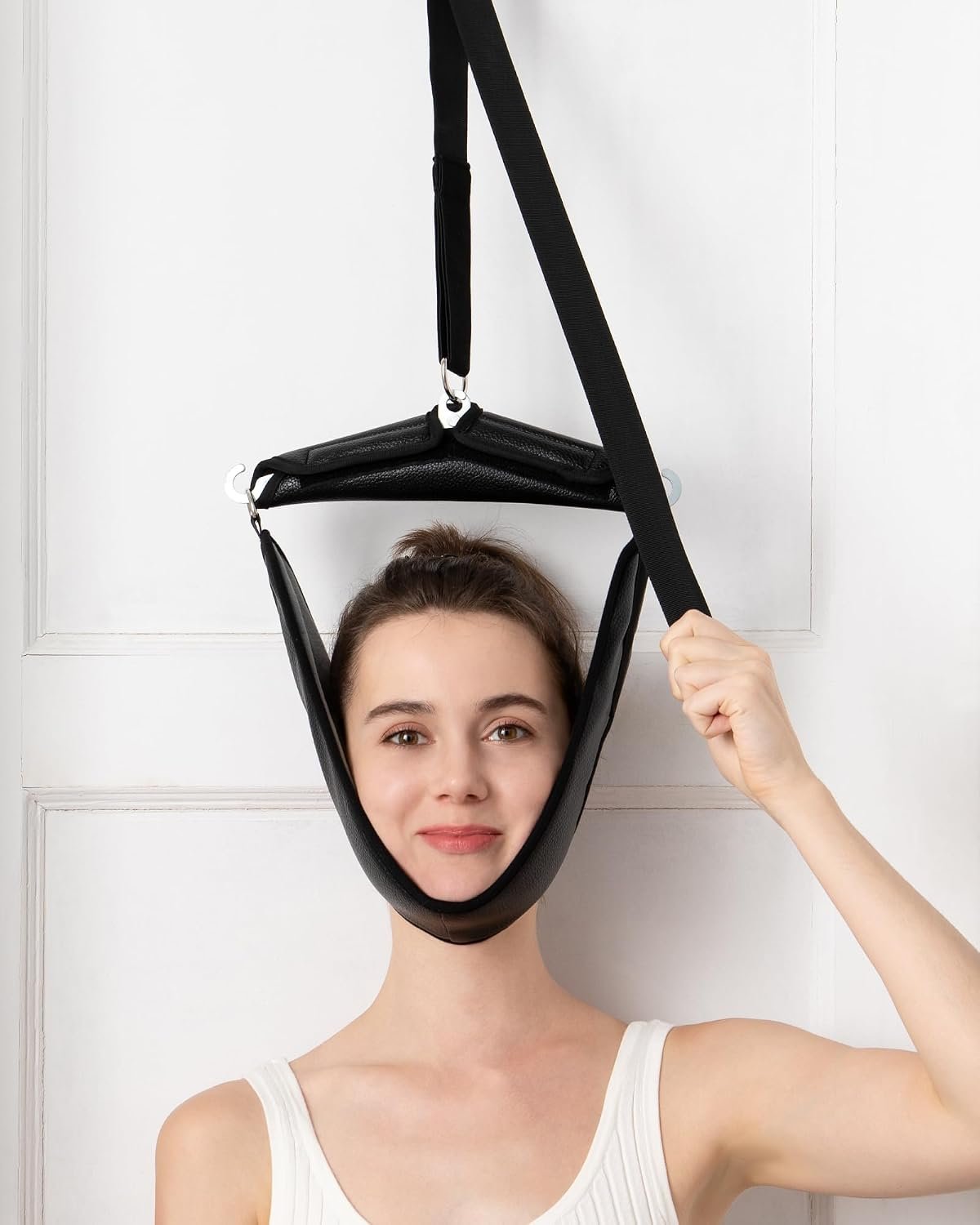 Neck Stretcher Cervical Traction Device for Home Use – Over The Door Cervical Neck Traction Device for Decompression Home Physical Therapy, Portable Neck Traction Device for Neck Pain (Black)