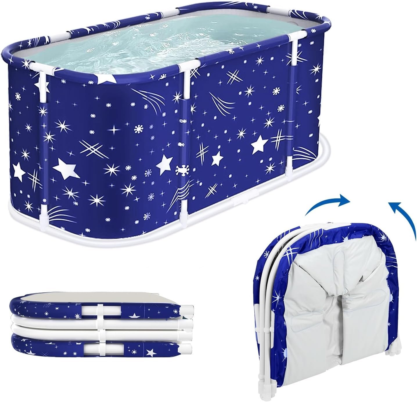 Portable Bathtub Portable Bathtub Portable Tub for Adults Collapsible Tub for Adults, 43.3 Inch Large Freestanding Bathtubs for Bathroom, Sitz Bath, Ice Bath, Non-Inflatable, Lightweight St