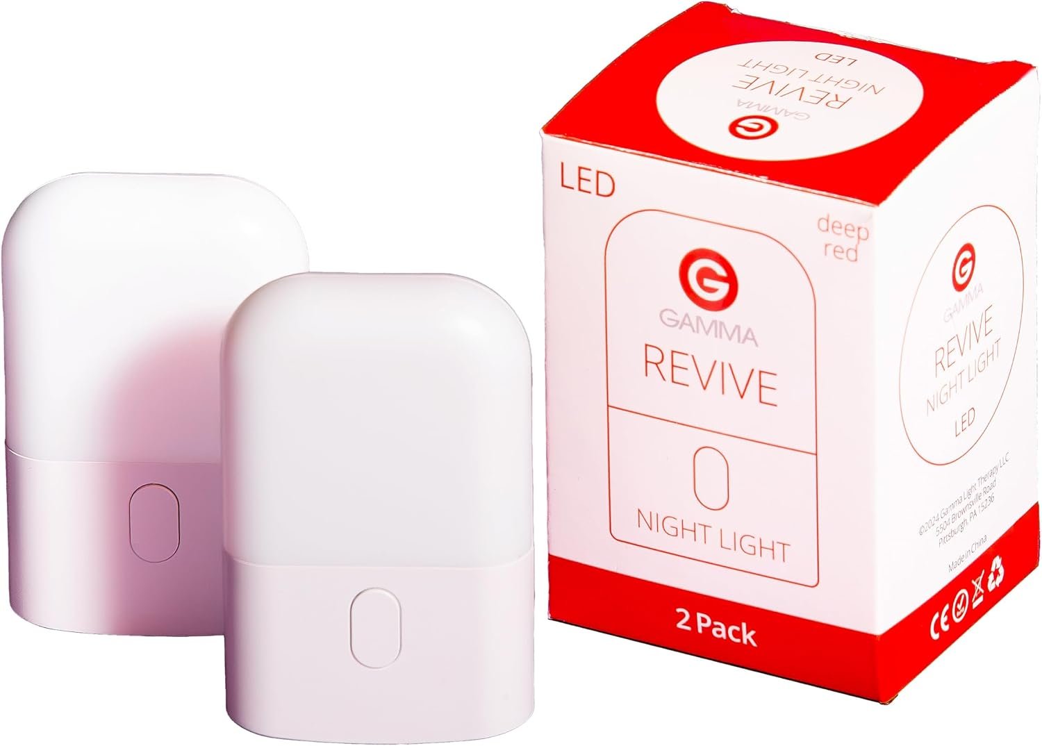 Revive – 670nm Red Night Light (2 Pack) by Gamma – Sleep Therapy – Melatonin Promoting Natural Sleep Aid