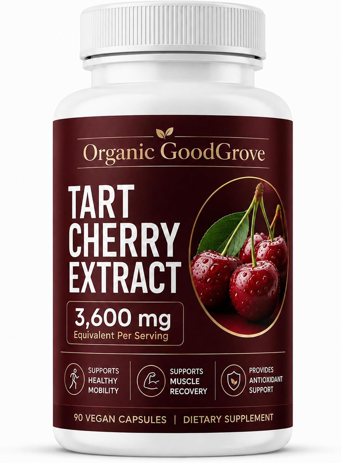 Tart Cherry Extract Vegetarian Capsules, 90 Count Vegan Botanical Dietary Supplement