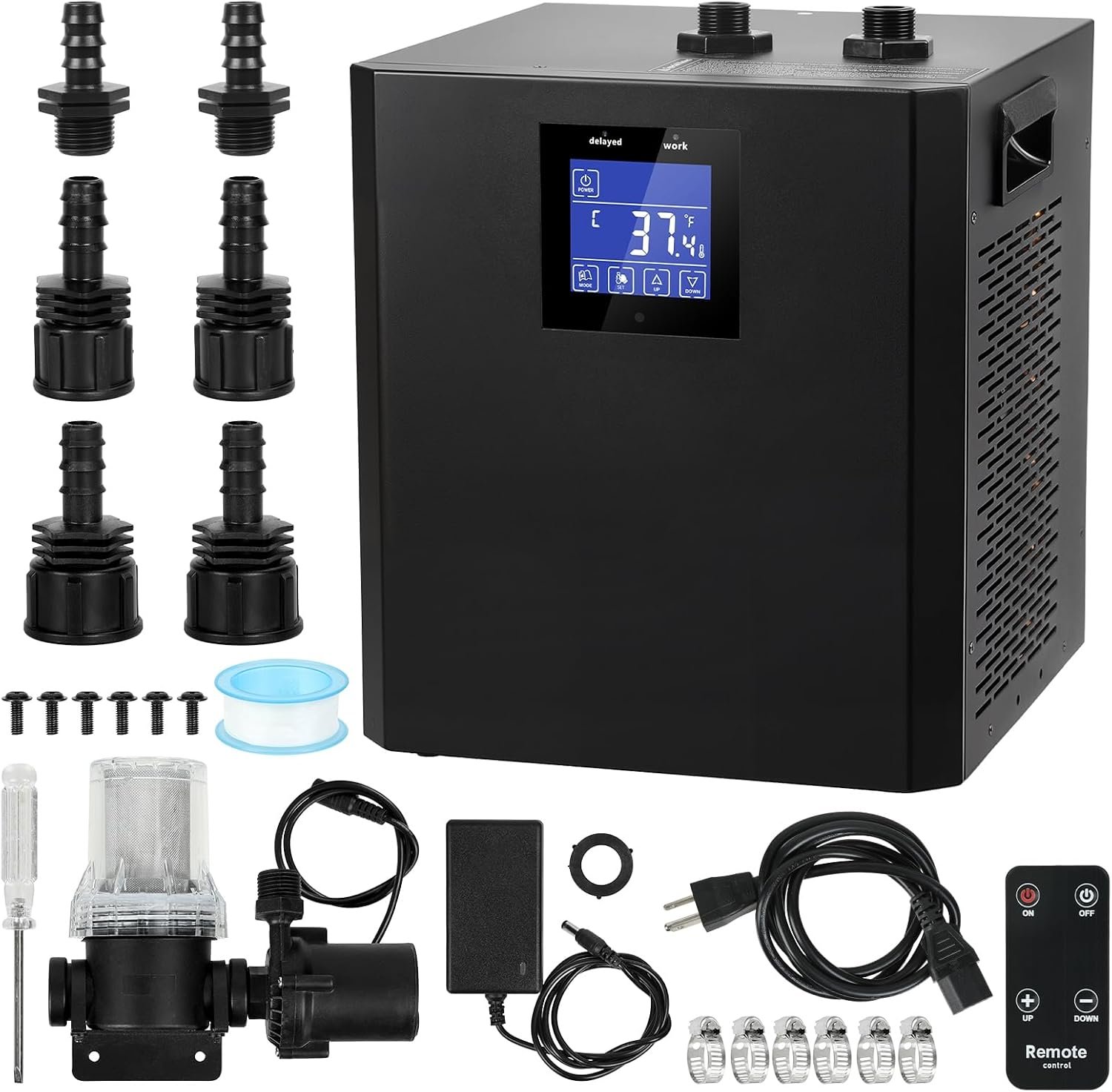 Ice Bath Chiller, 1/3HP Cold Plunge Tub Water Chiller System with LED Display & Remote, 87 Gallon Capacity Cooling Unit for Athletes Recovery, Home Spa, Fits for Portable Bathtubs Black
