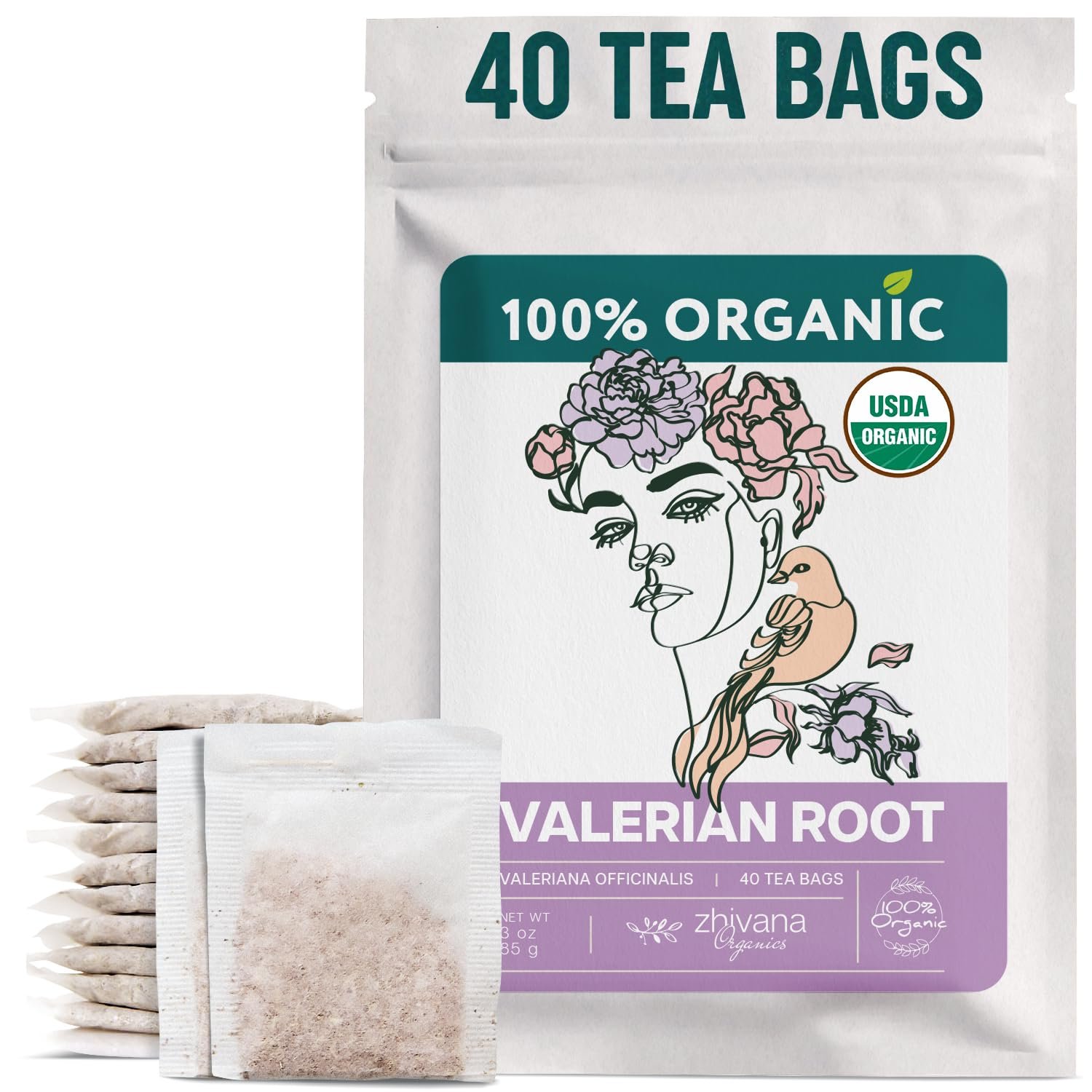 Valerian Root Tea Organic (40 Microplastic-Free Tea Bags) – Sleep, Relaxation
