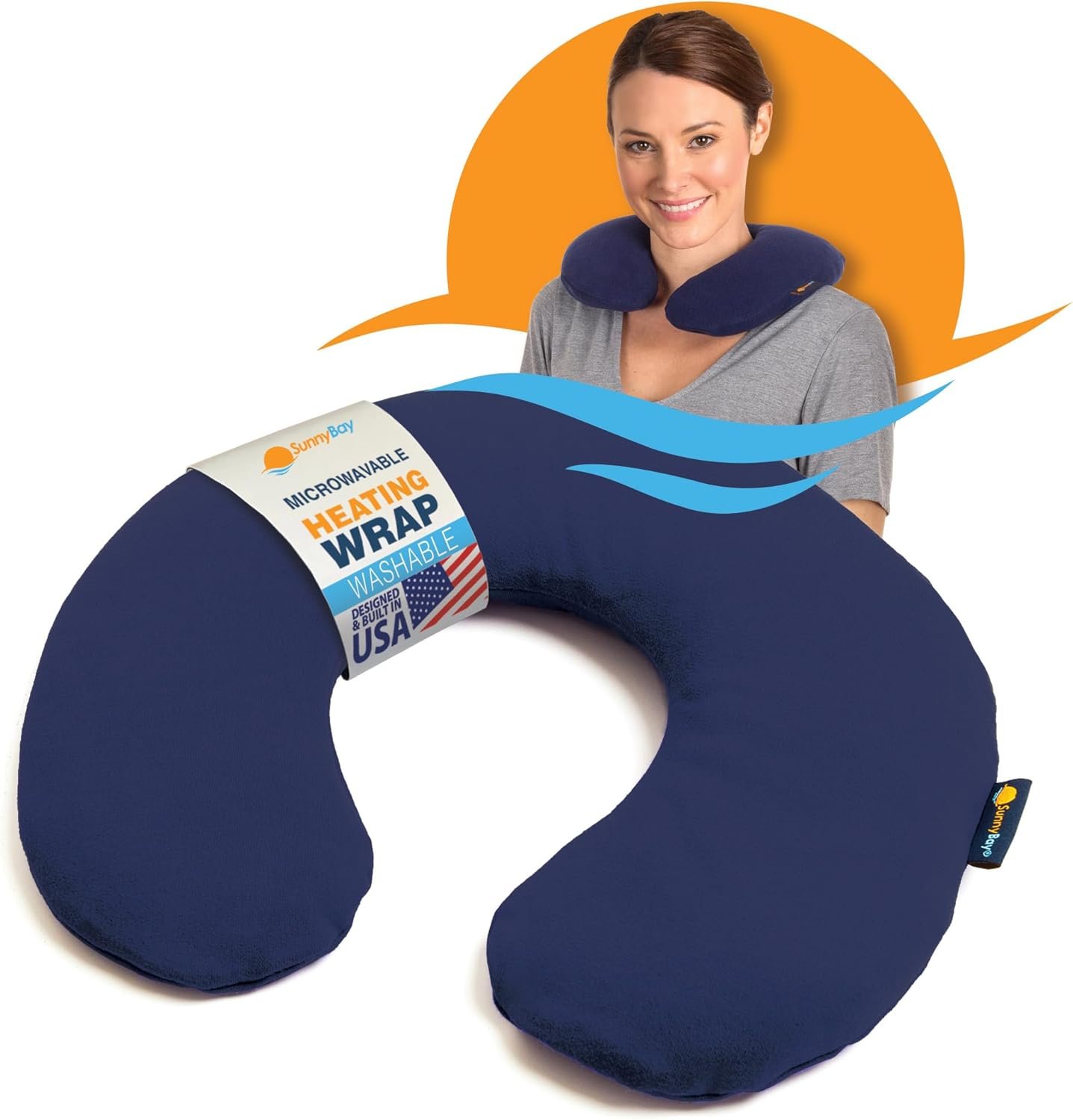 SunnyBay Microwavable Heating Pad, Neck Pillow, Flaxseed Fill, 2.5 lb, Navy
