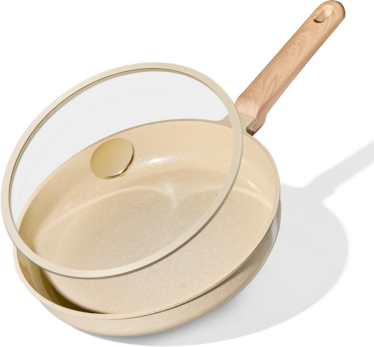 CAROTE 10 Inch Ceramic Nonstick Frying Pan with Glass Lid