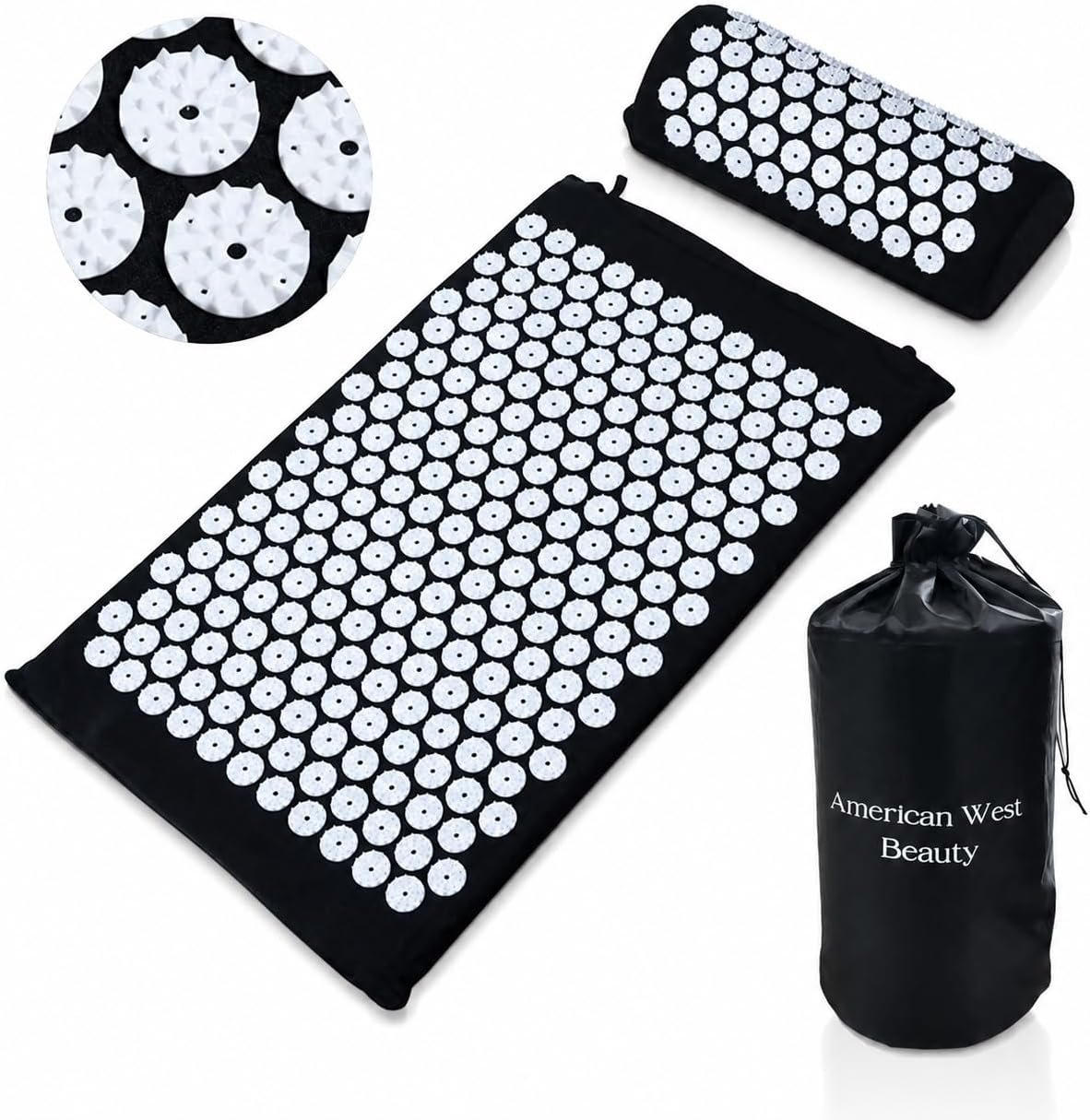 Acupressure Mat & Pillow Set with Carry Bag | Natural Back & Neck Relief | Full Body Acupuncture Massage Mat for Relaxation, Circulation & Better Sleep