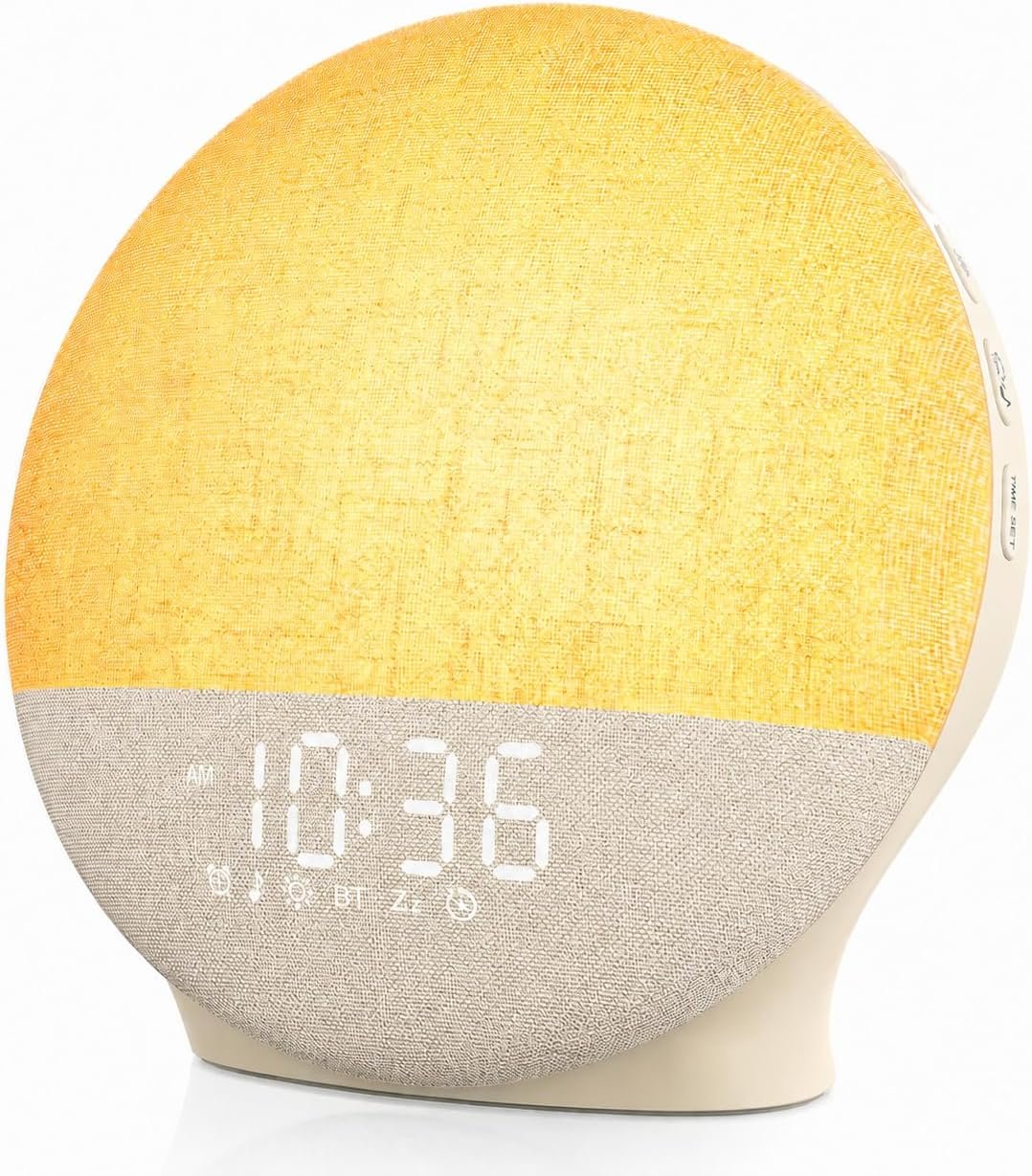 JALL Sunrise Alarm Clock White Noise Machine with Bluetooth, Beige Linen