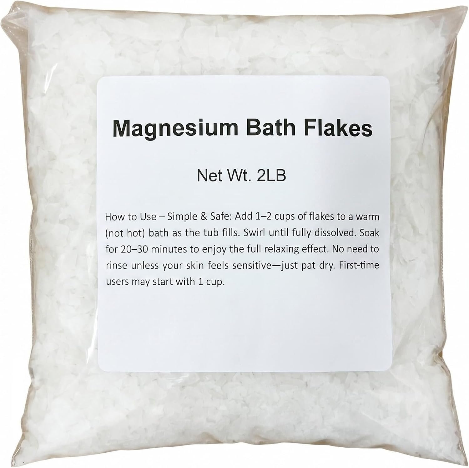 Magnesium Bath Flakes, Magnesium Chloride Minerals, Bathing Alternative to Epsom Salt – for Dead Sea Bath & Foot Soak, Soothing Mineral Soak for Skin & Body (2 LB)