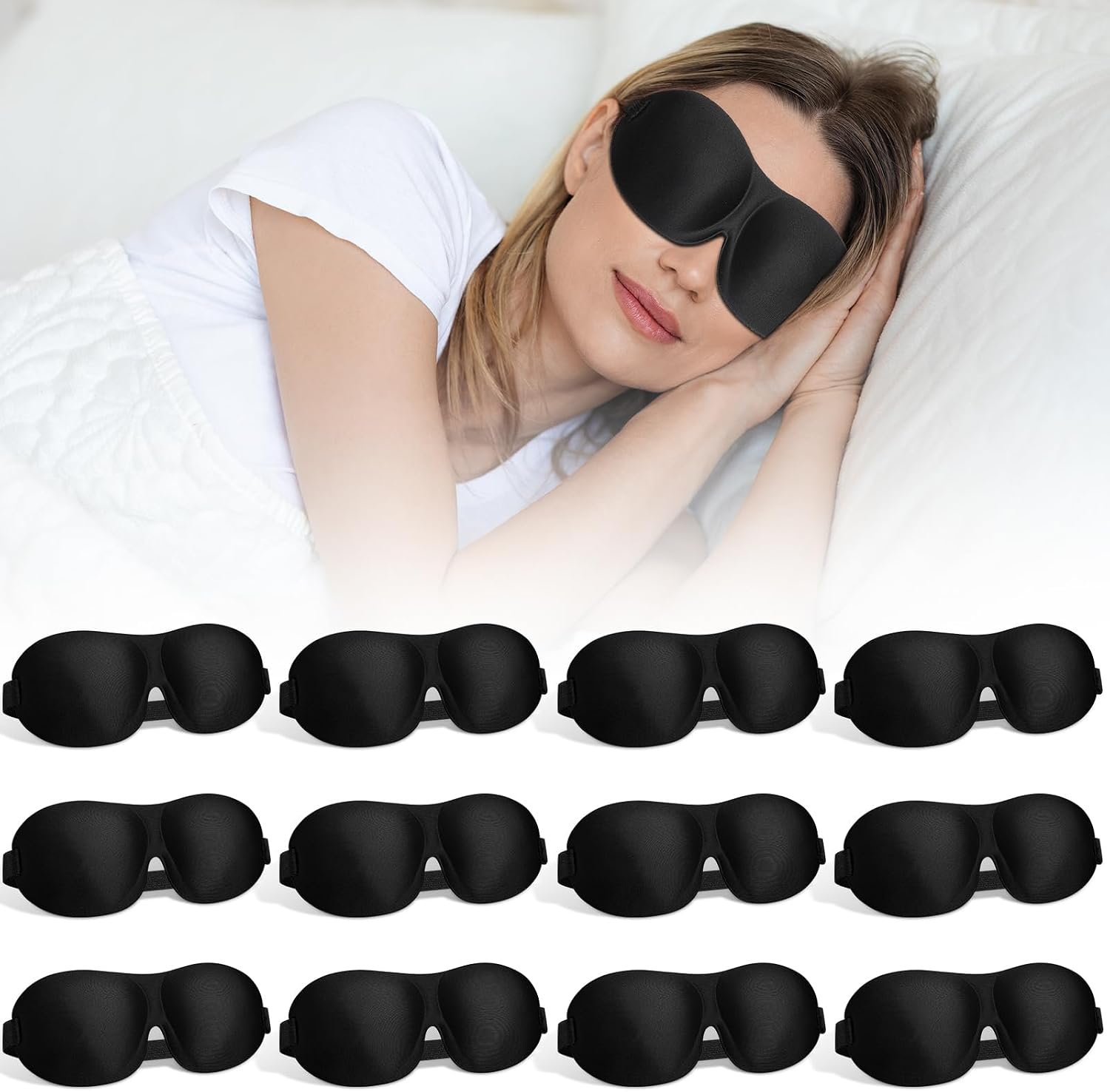 Bonuci 12 Sleep Mask for Women 3D Eye Mask, Black