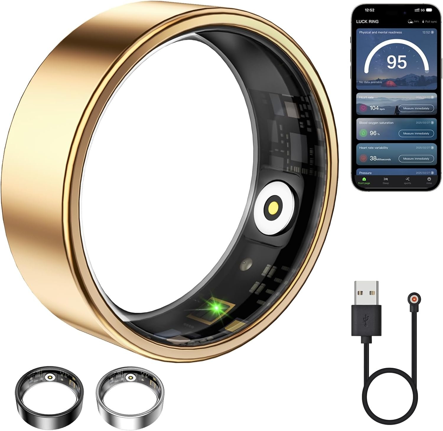 Smart Ring for Women & Men, Fitness Tracker with Heart Rate, Blood Oxygen, Sleep Monitoring, Long-Lasting Battery, No Subscription, IP68 Waterproof (Rose Gold, #7)