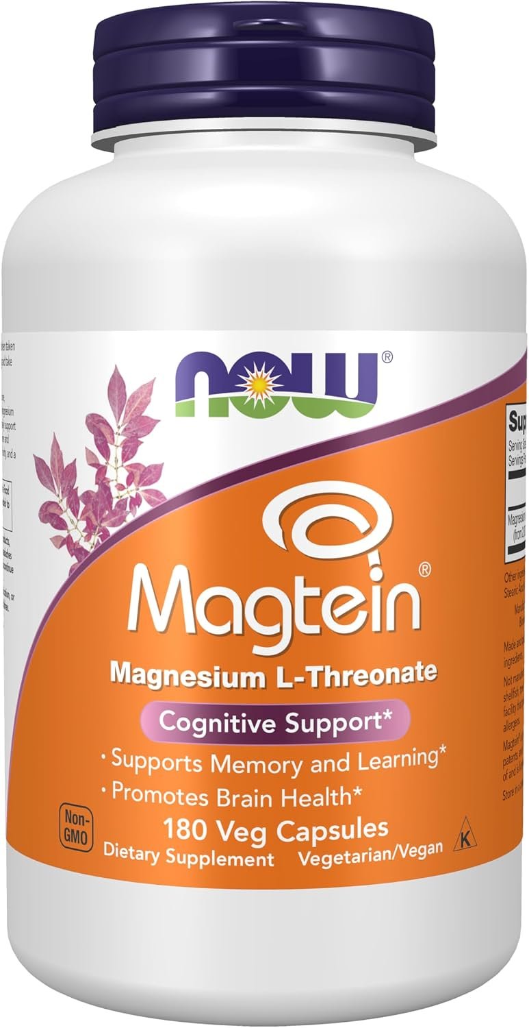 Now Supplements, Magtein® with Patented Form of Magnesium, 180 Veg Caps