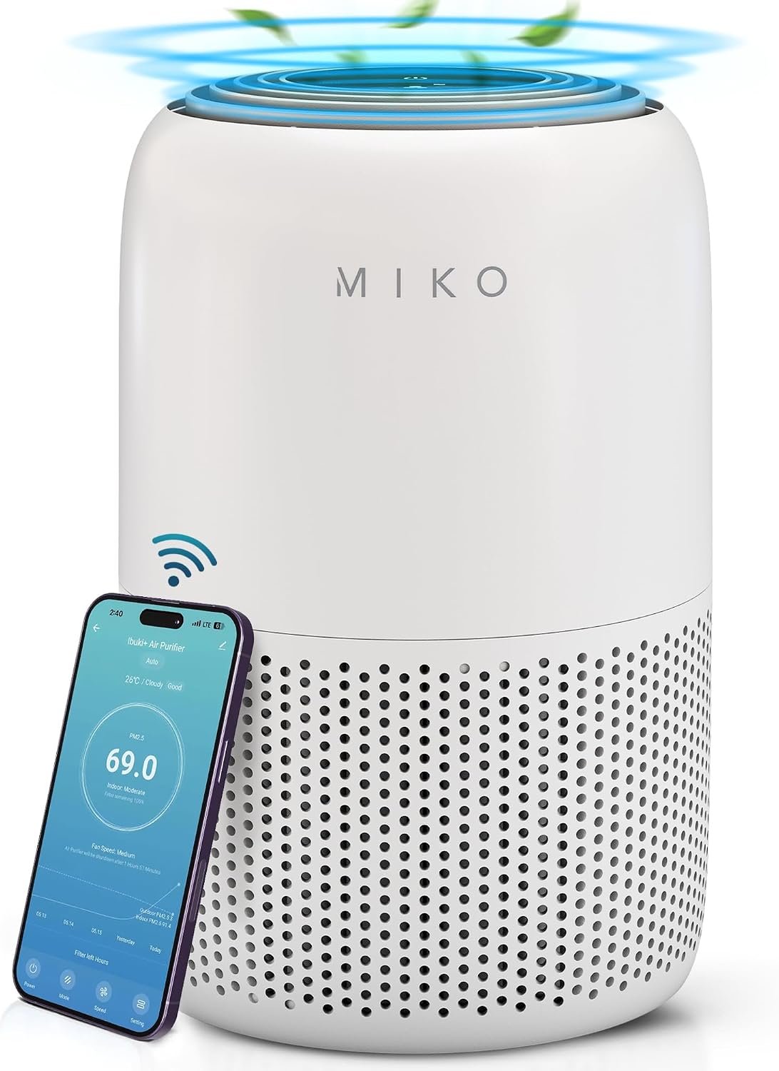 MIKO Smart H13 HEPA Air Purifier for Bedroom and Home