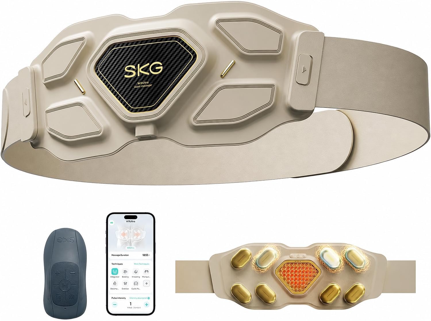 SKG W9 Ultra FSA 2.0 Lower Back Massager for Strain Relief Deep Tissue