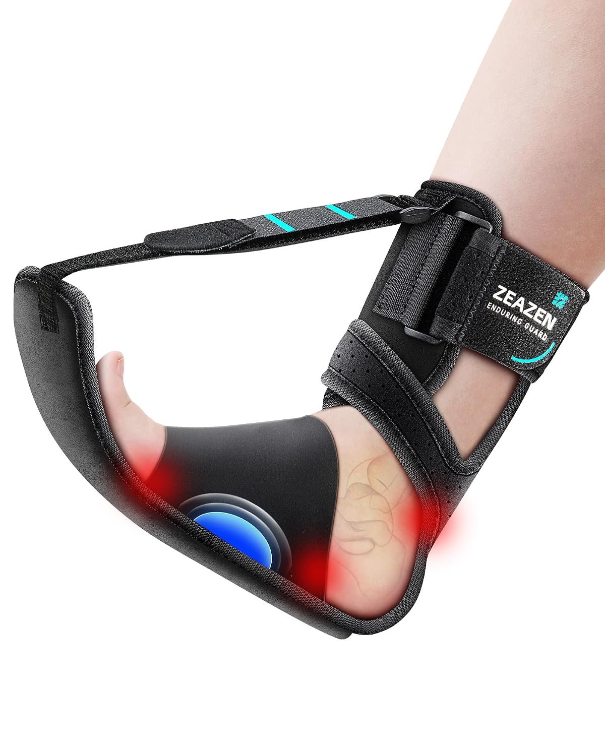 Plantar Fasciitis Brace Night Splint, Adjustable Foot Support for Heel Spur, Foot Drop & Achilles Tendonitis Relief, Comfortable Day & Night Use for Men and Women (Black, Large)