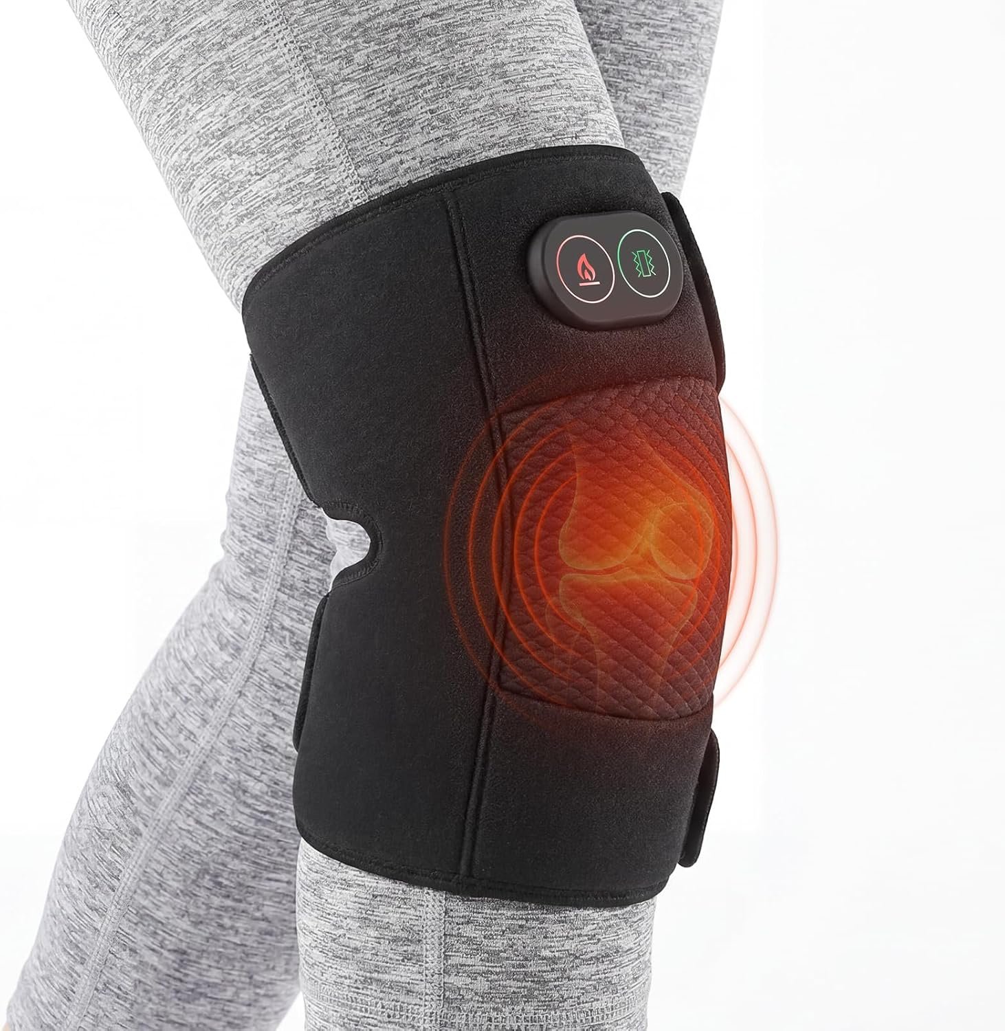 Knee Massager, Cordless Knee Heating Pad for Knee Pain Relief, Heated Knee Brace with Heat and Vibration Massage 30 Minutes Auto-off, Gifts for Seniors Women Men(Single)