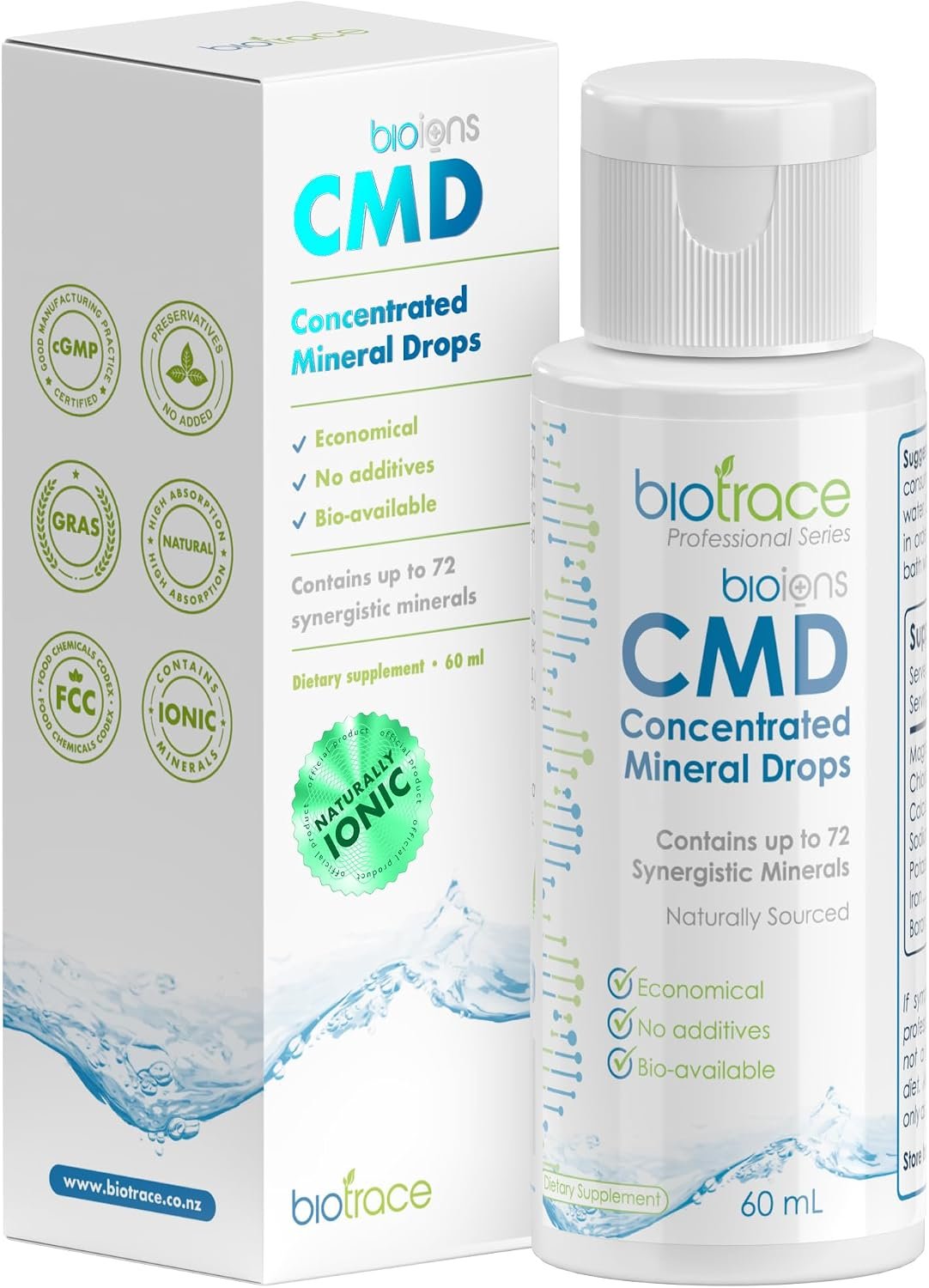 BioTrace Dead Sea Trace Mineral Drops | 72 Concentrated Trace Minerals, Ionic Liquid Magnesium, Chloride, Potassium | Low Sodium | Energy, Electrolytes, Hydration | 34 Day Supply, 2 fl oz (Pack of 1)