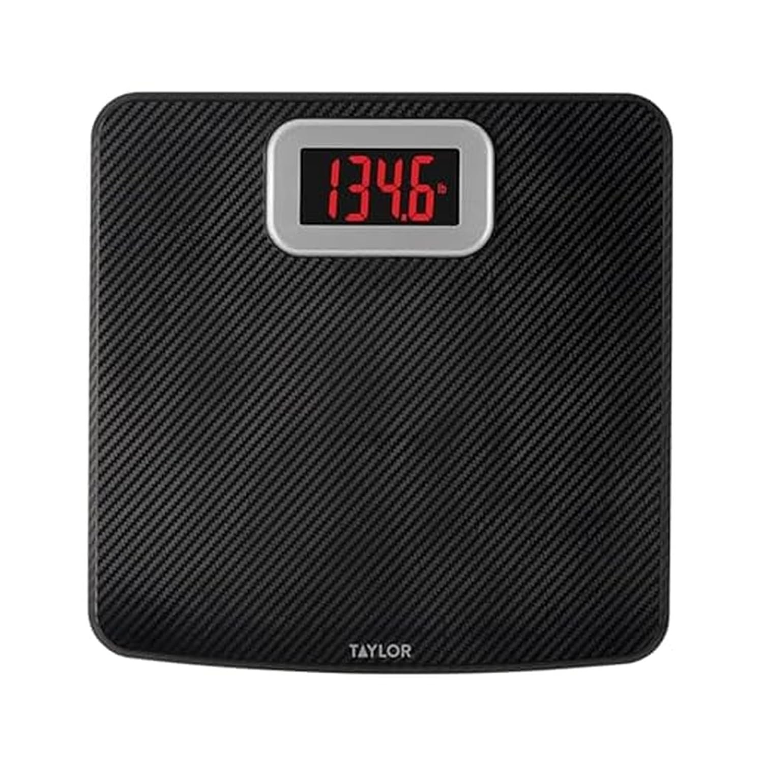 Taylor Digital Bathroom Scale, 440 lb Cap, Red LED, Anti-Slip, Black