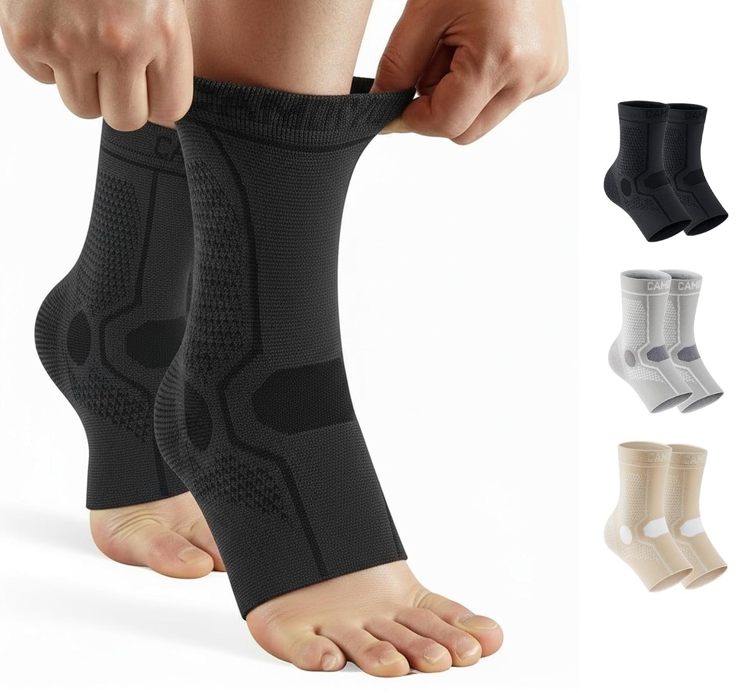 CAMBIVO Ankle Compression Sleeve Support for Men & Women, 2 Pack for Sports