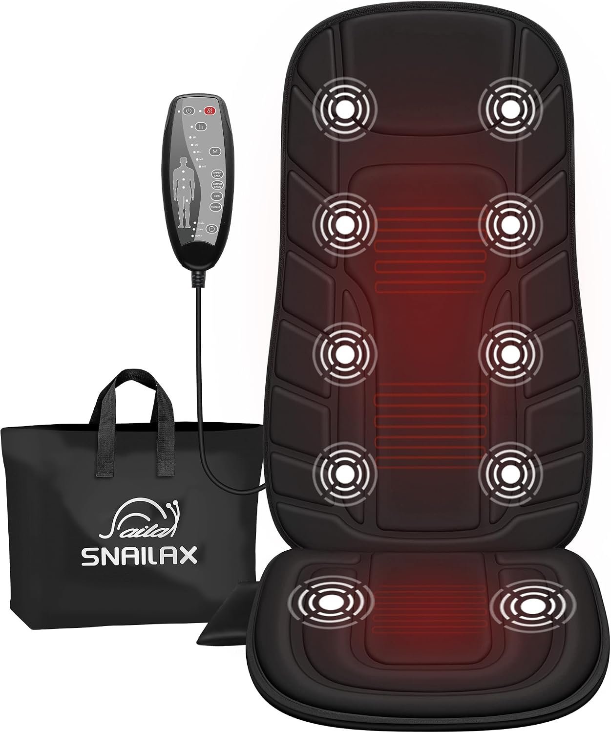 Snailax Vibration Back Massage Seat Cushion with Heat, Office Chair Pad