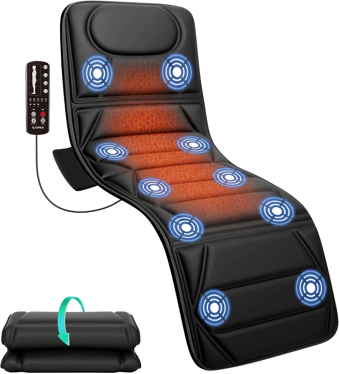 Snailax Full Body Massage Mat with Heat, 10 Motors Vibration Massage Pad
