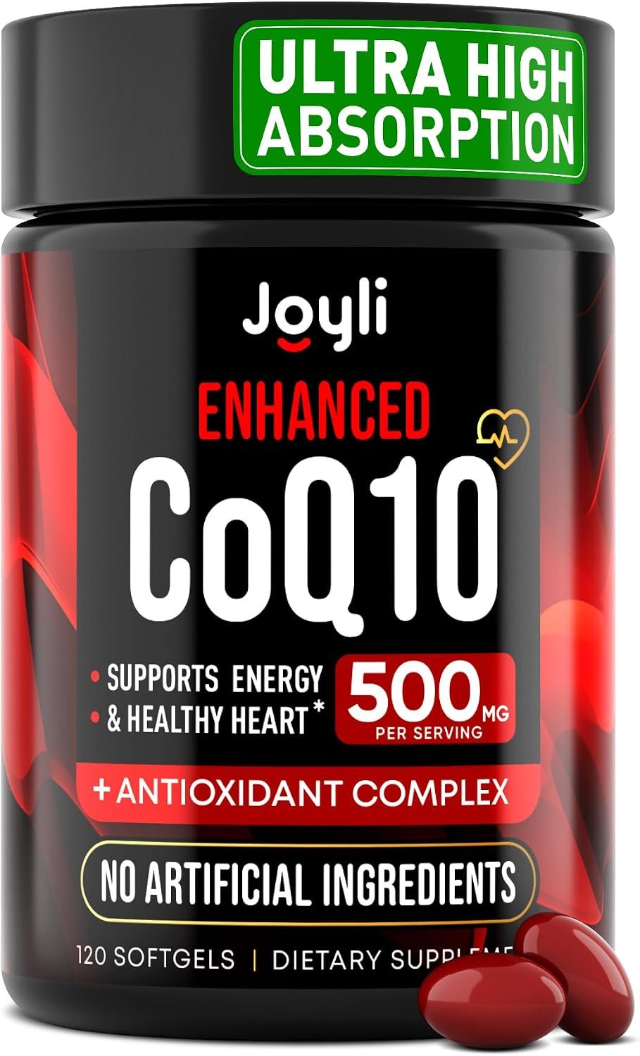 High Absorption CoQ10 500MG – Co Q 10 Supplement 120 Softgels for Heart Health&Energy Production – Enhanced CoQ10 Nutritional Supplements with Coenzyme Q10 – Alternative to Coq 10 400mg softgels