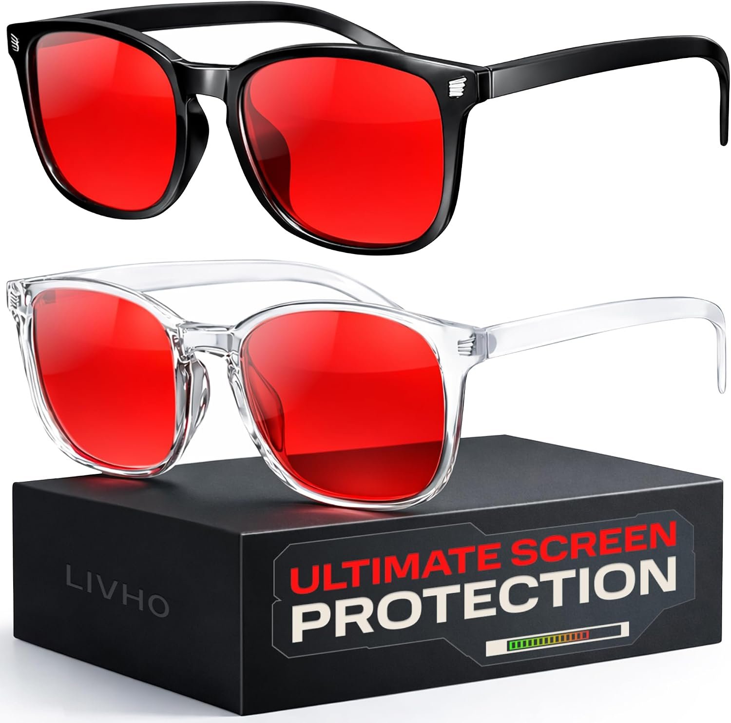 livho High Tech Blue Light Blocking Gaming Glasses – Red Lenses