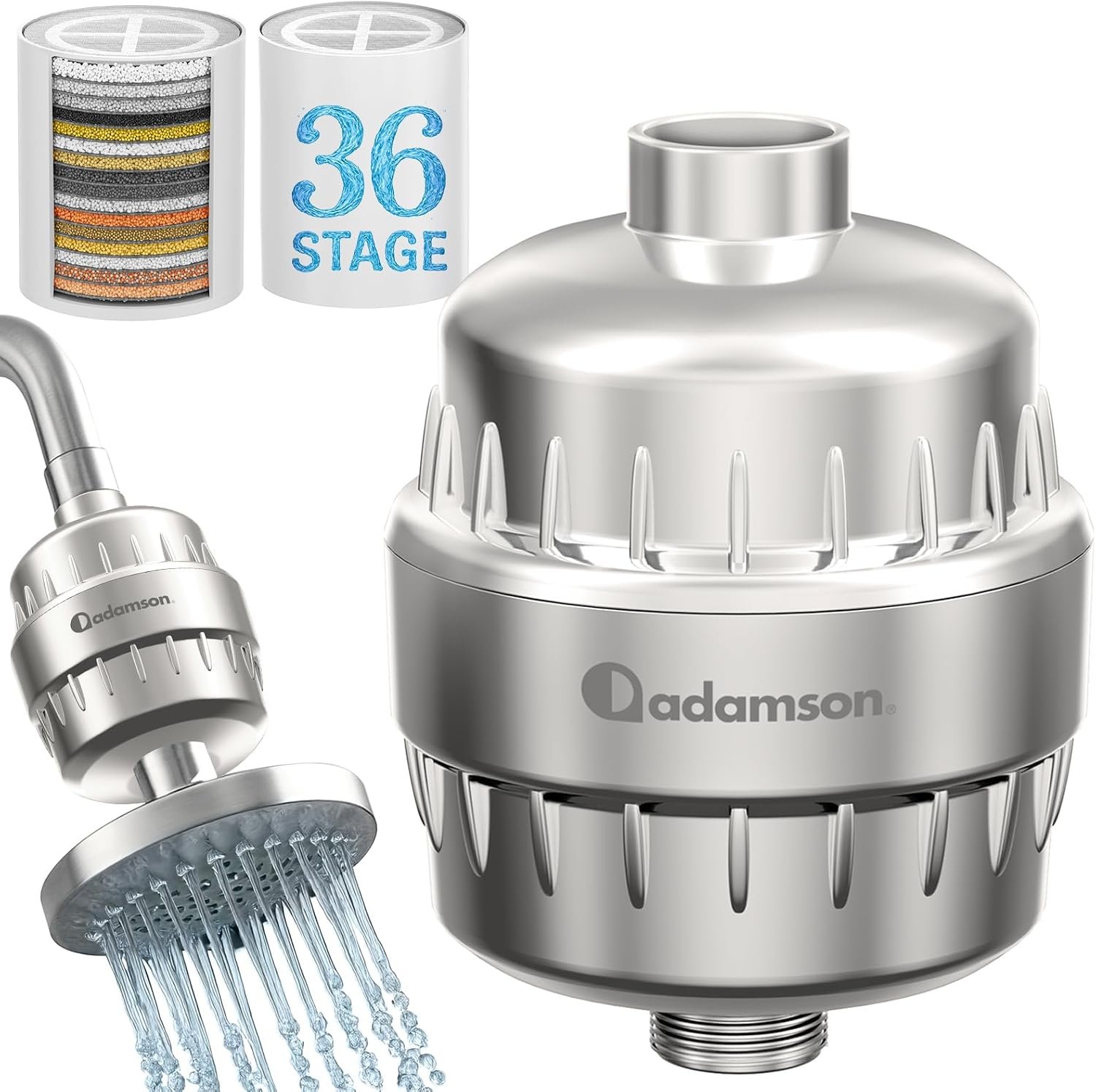 Shower Filter for Hard Water, 36-Stage Nickel, Reduces Chlorine, Metals