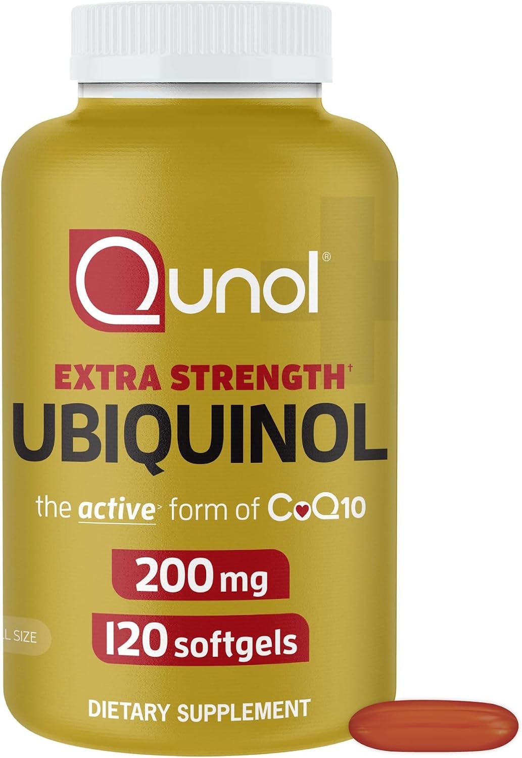 Qunol Ubiquinol 200mg, Extra Strength, Powerful Antioxidant, 120 Softgels