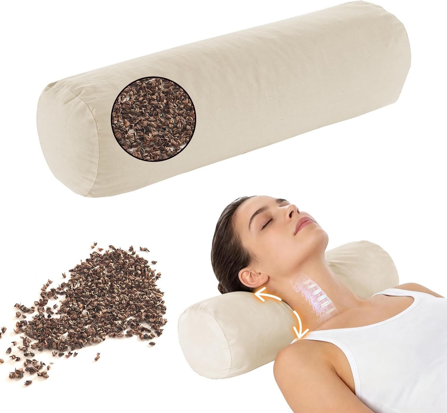 Adjustable Buckwheat Neck Pillow – Cervical Roll to Relieve Tension