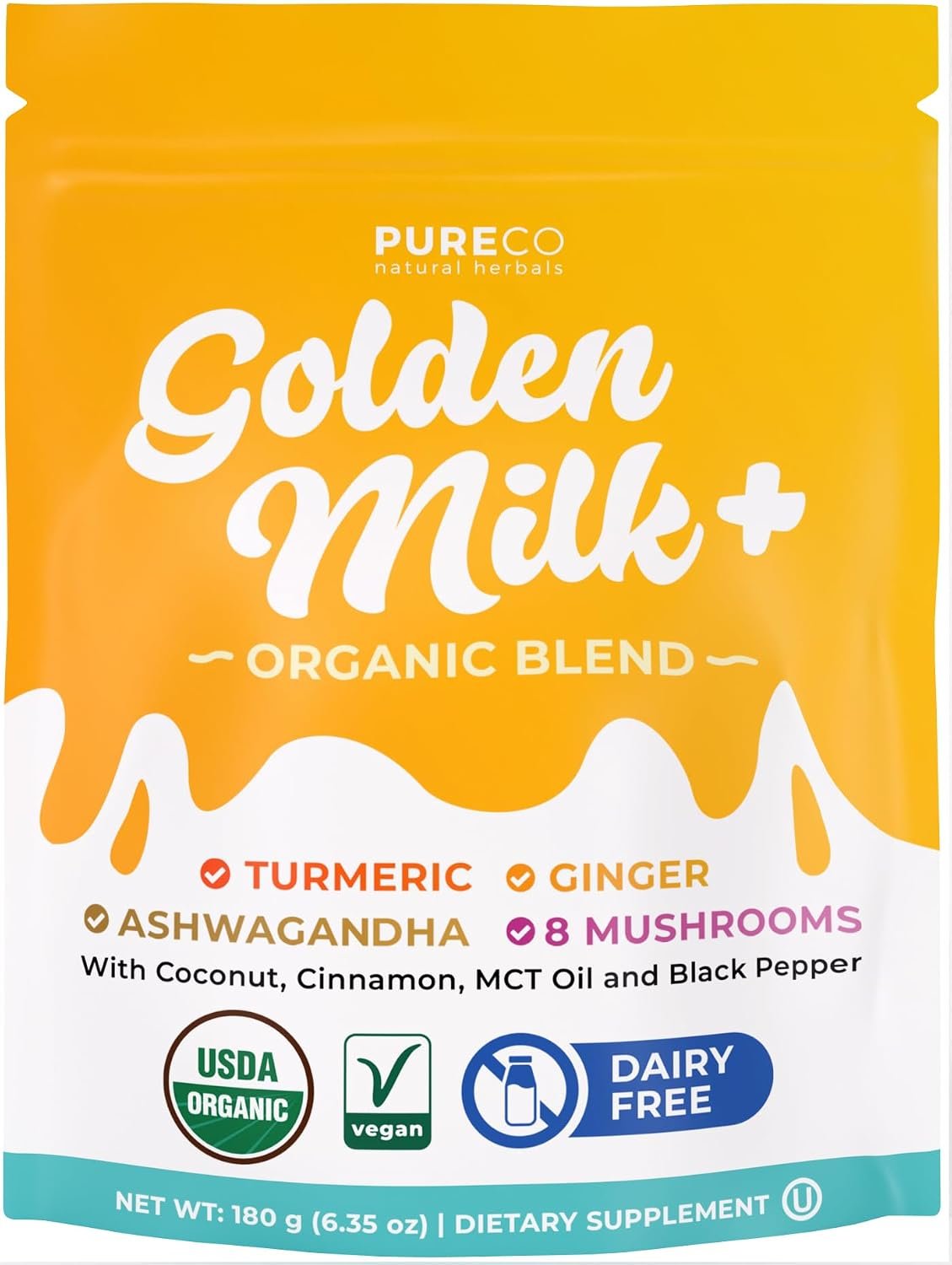 Golden Milk Powder Organic Blend – Adaptogenic Turmeric Latte with Ginger Ashwagandha & Mushroom Complex