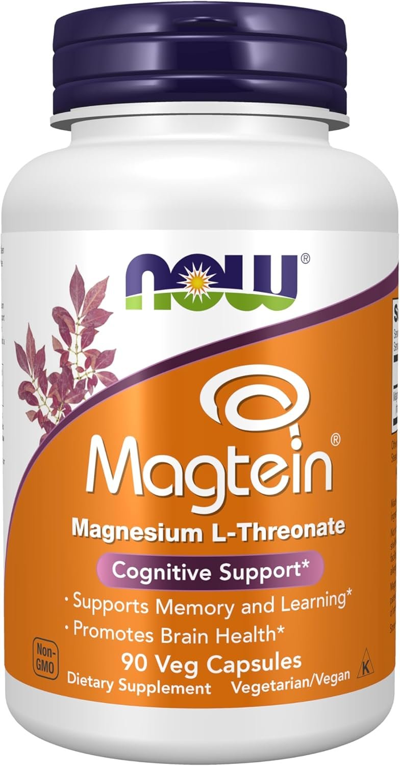 NOW Supplements, Magtein® with patented form of Magnesium, 90 Veg Caps