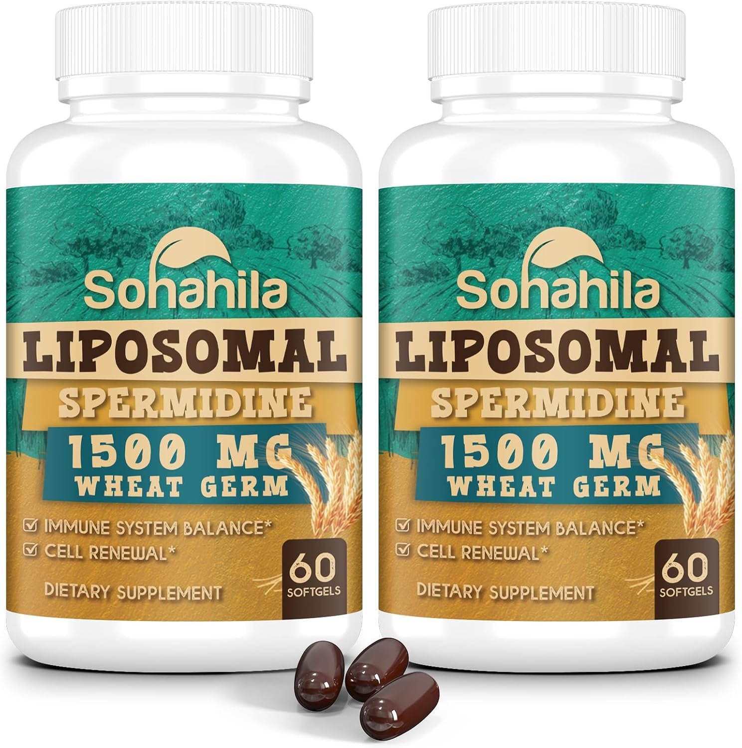 Spermidine Supplement 15 MG – 99% Purity, High Absorption, 1500 MG Fermented Wheat Germ Extract with Zinc & Thiamin, Spermidine for Men & Women – Cellular Renewal, Aging Defense, Energy, 120 Softgels