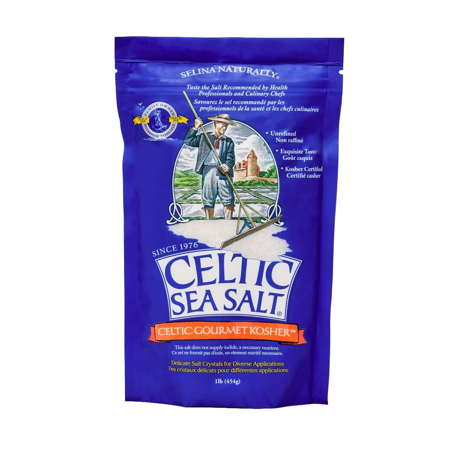 Celtic Sea Salt Kosher, Unrefined Kosher Salt Flakes for Cooking, 1 lb