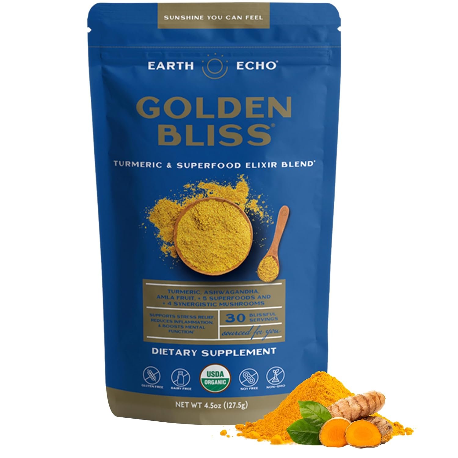 Earth Echo Golden Bliss Organic Golden Milk with Turmeric and Ginger