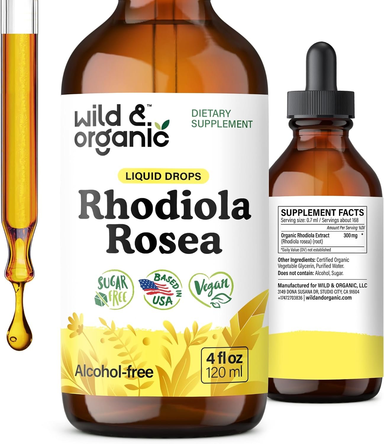 Wild & Organic Rhodiola Rosea Tincture – Rhodiola Rosea Supplement – 4 oz