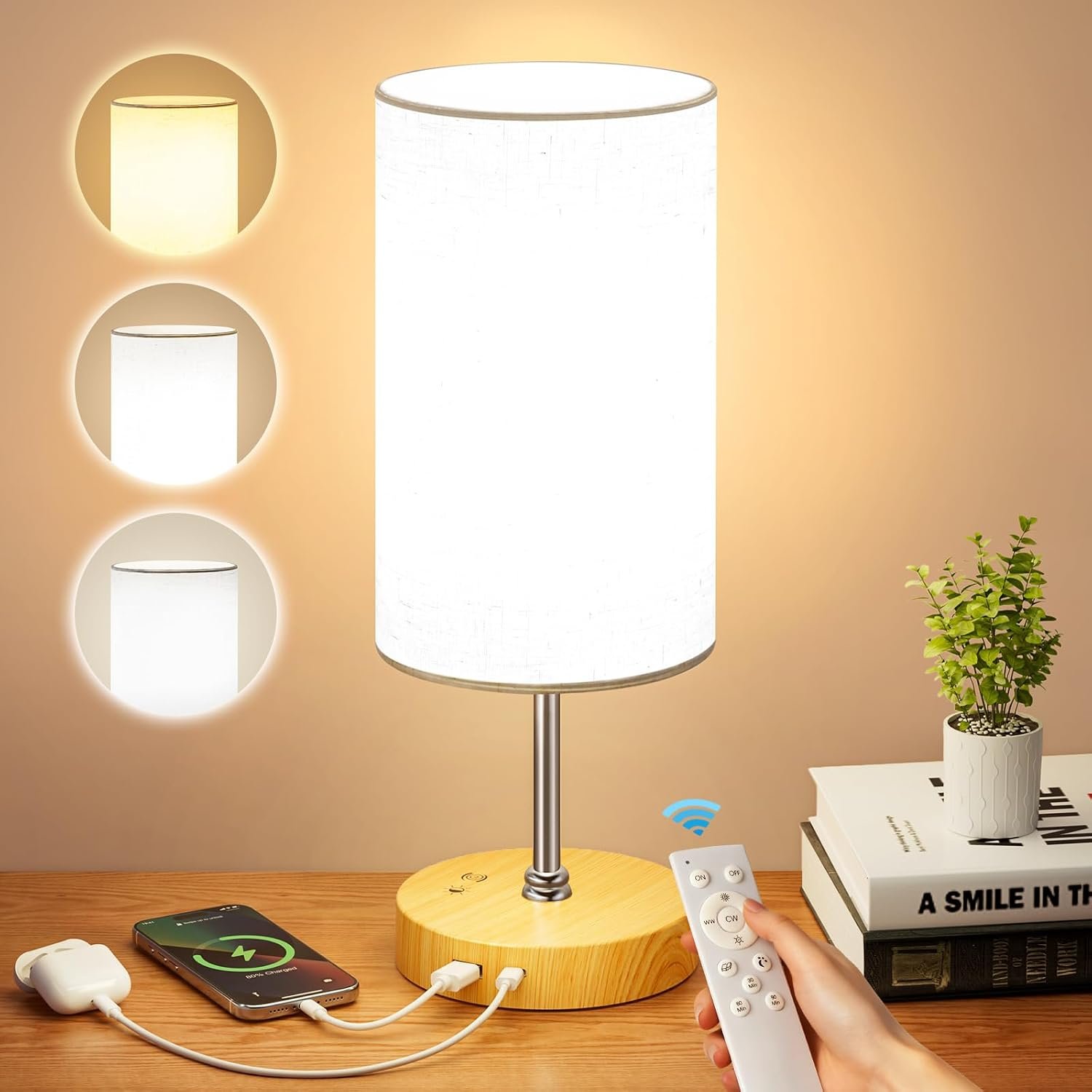10000 Lux Light Therapy Lamp, Sun Light Therapy Lamp, 1 Pack, Wood Base