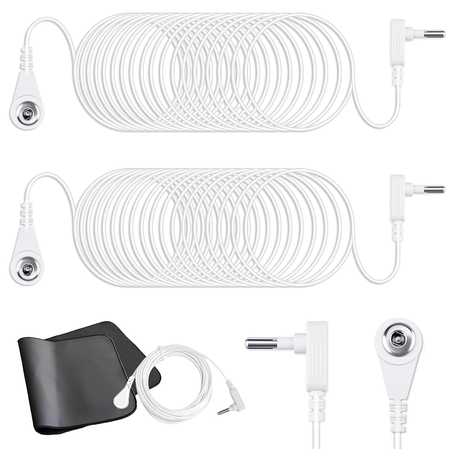 2 Pcs White Grounding Cords, 15Ft Grounding Wires Replacement Cable