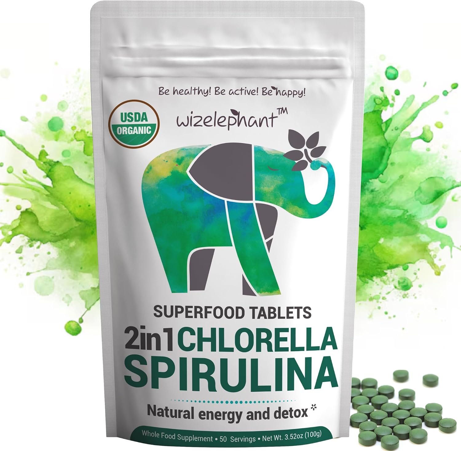 Organic Spirulina Chlorella Tablets – 50 Servings – 2-in-1 Superfood Algae Supplement for Natural Immune Support, Detox and Energy Boost. Broken Cell Wall. Organic Chlorophyll. Espirulina