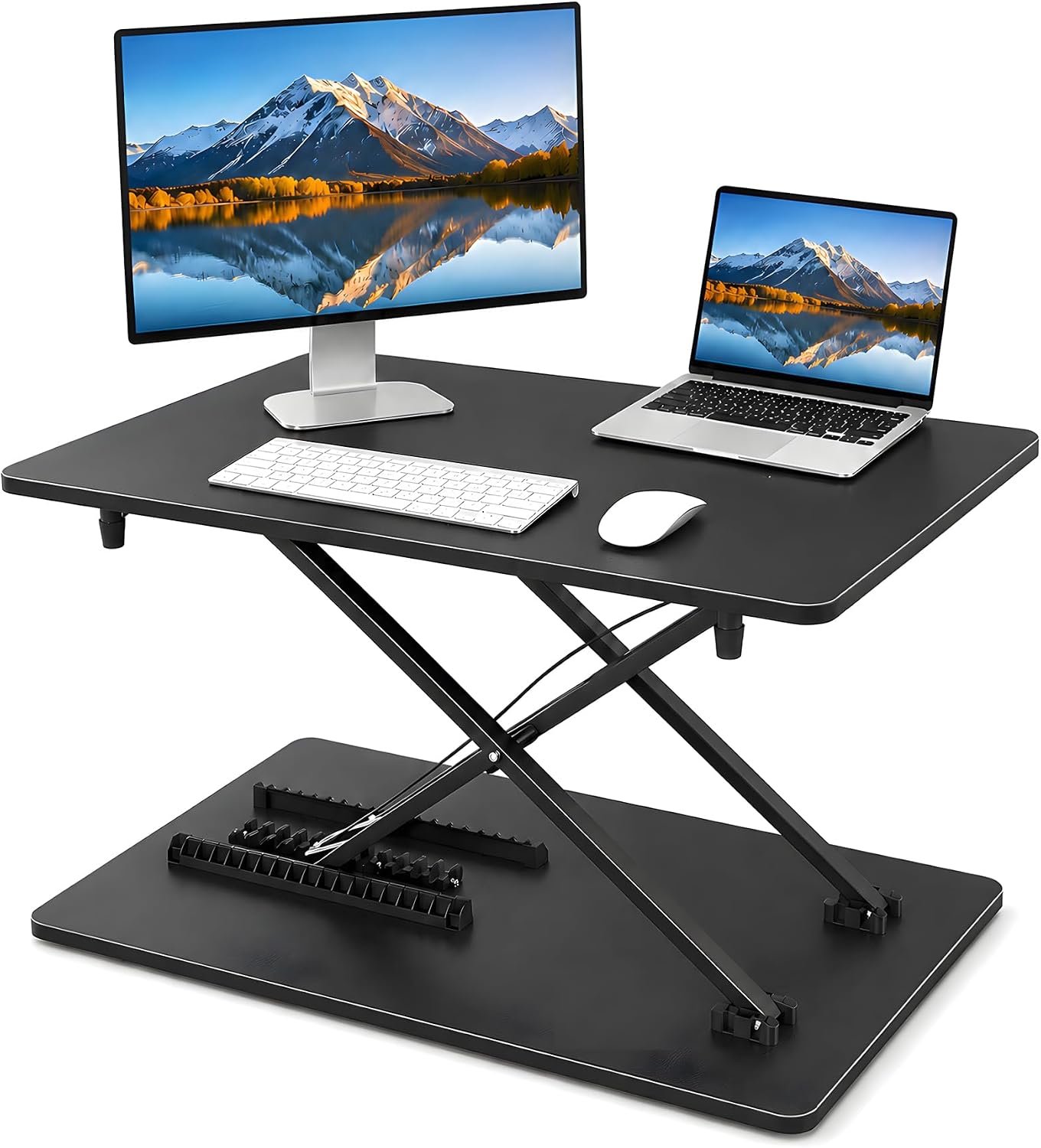 Standing Desk Converter Adjustable, 25.16″ x 15.75″ Sit Stand Desk Riser