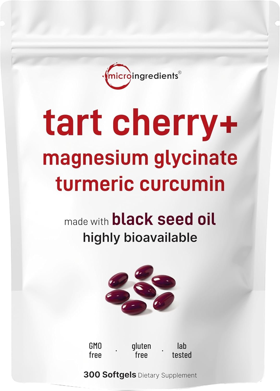 Tart Cherry+ with Magnesium Glycinate & 95% Turmeric Curcumin, 300 Softgels