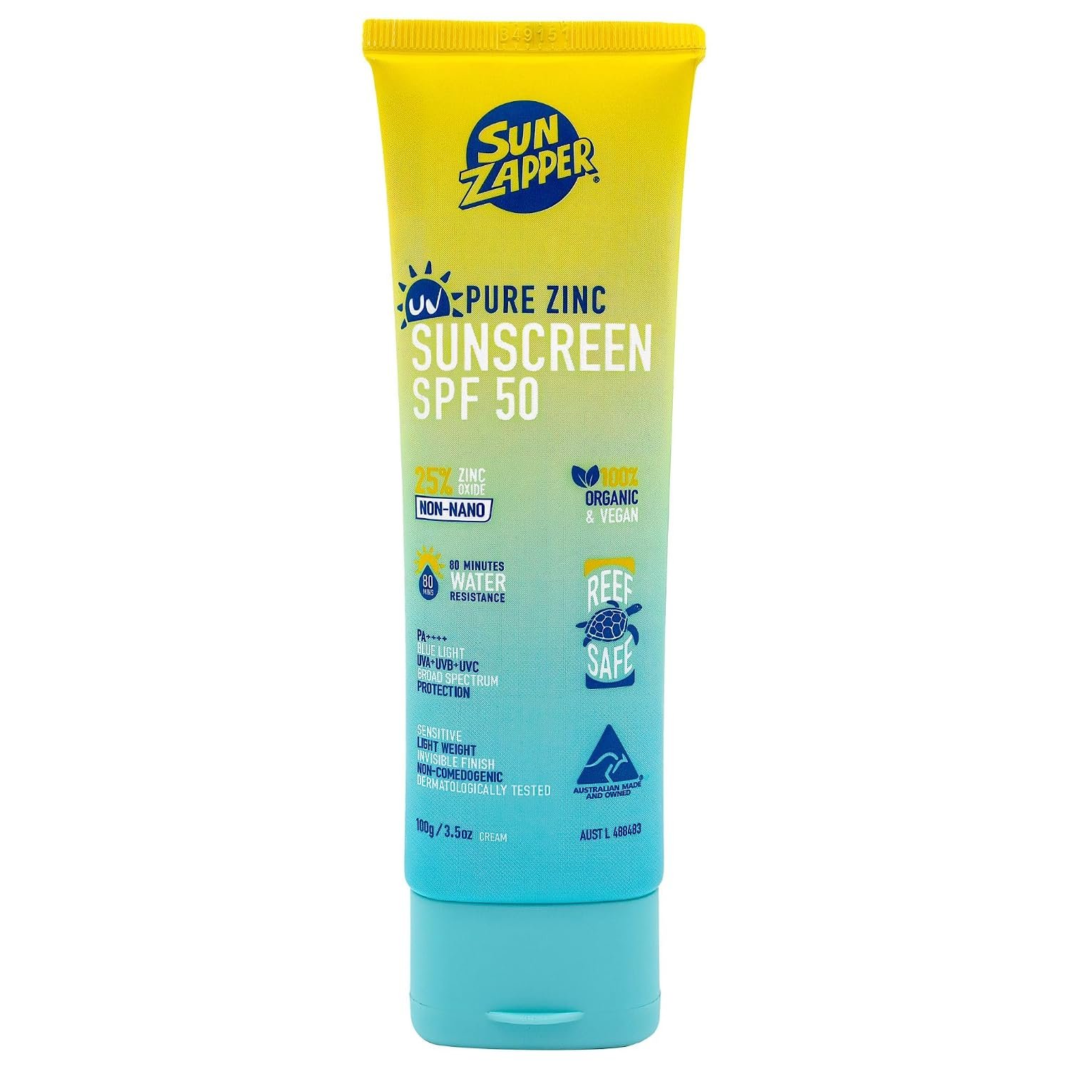 Sun Zapper Pure Zinc Sunscreen SPF 50 Tube 100g