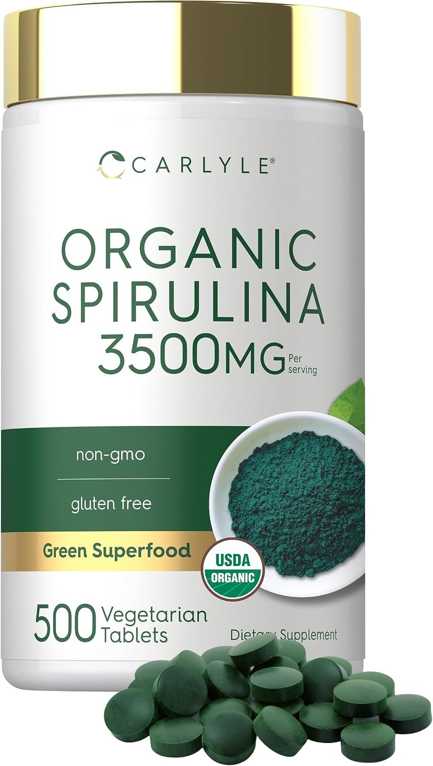 Carlyle Organic Spirulina Tablets | 3500mg | 500 Count