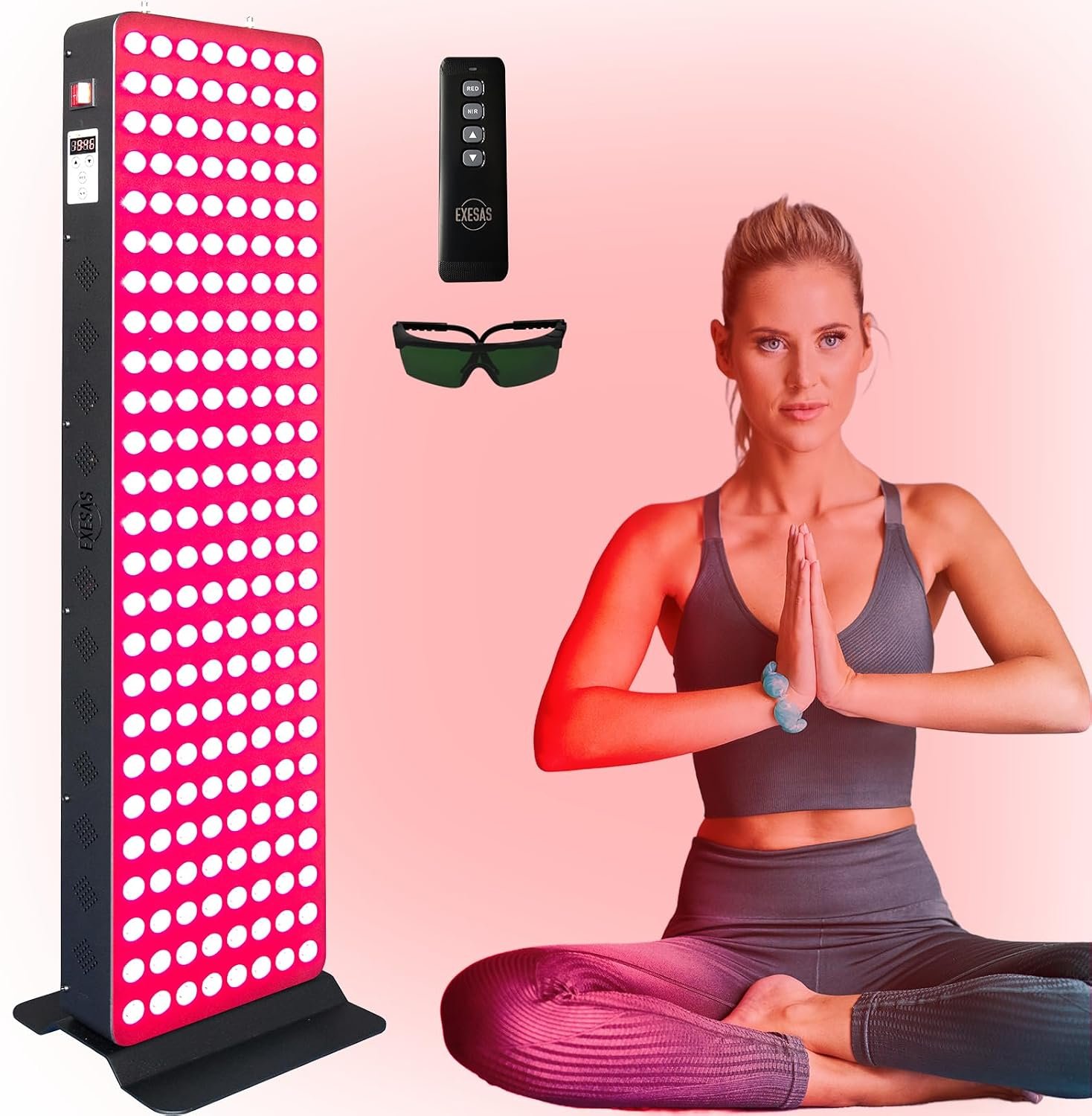 EXESAS Red Infrared Light Therapy Device for Full Body, 630nm, 660nm, 810nm & 850nm, Dual-Chip Clinical Grade LED Panel for Smooth Skin, Weight, Pain and Overall Wellness (200LED)