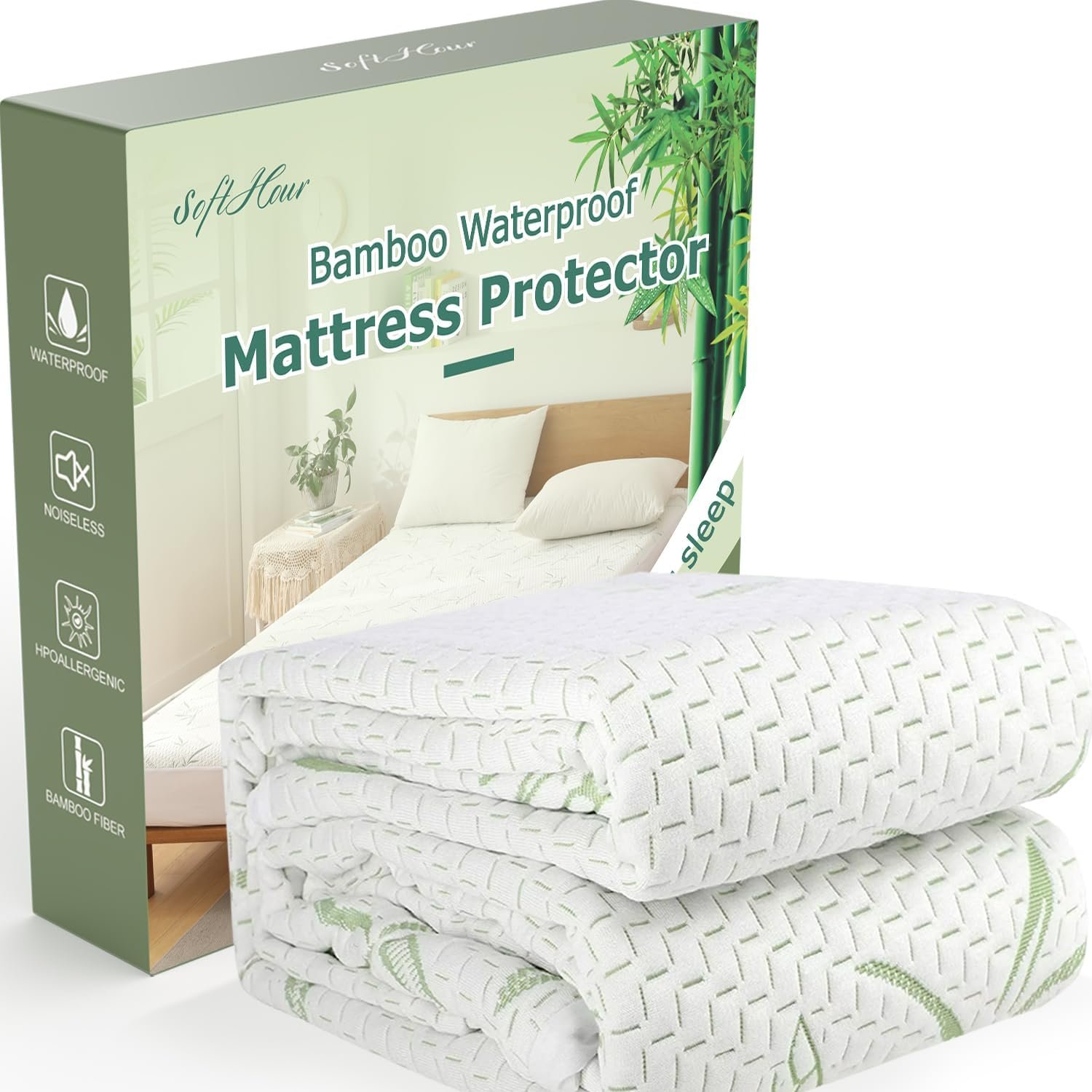King Waterproof Mattress Protector, Rayon Made from Bamboo Mattress Pad Cover, Soft Breathable Cooling Mattress Pad Cover,Mattress Protector up to 21” Deep Pocket Tightly Fitted Mattress Protection
