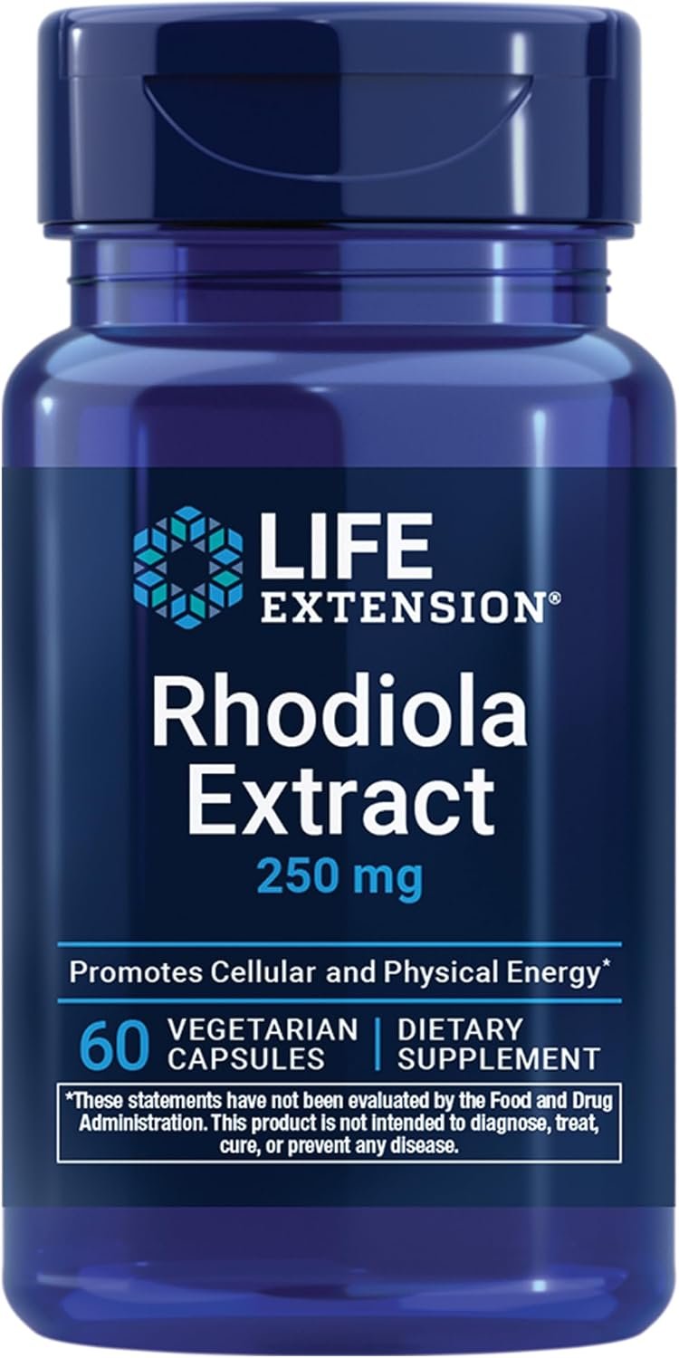 Life Extension Rhodiola Extract, Standardized, 250 mg, 60 Capsules